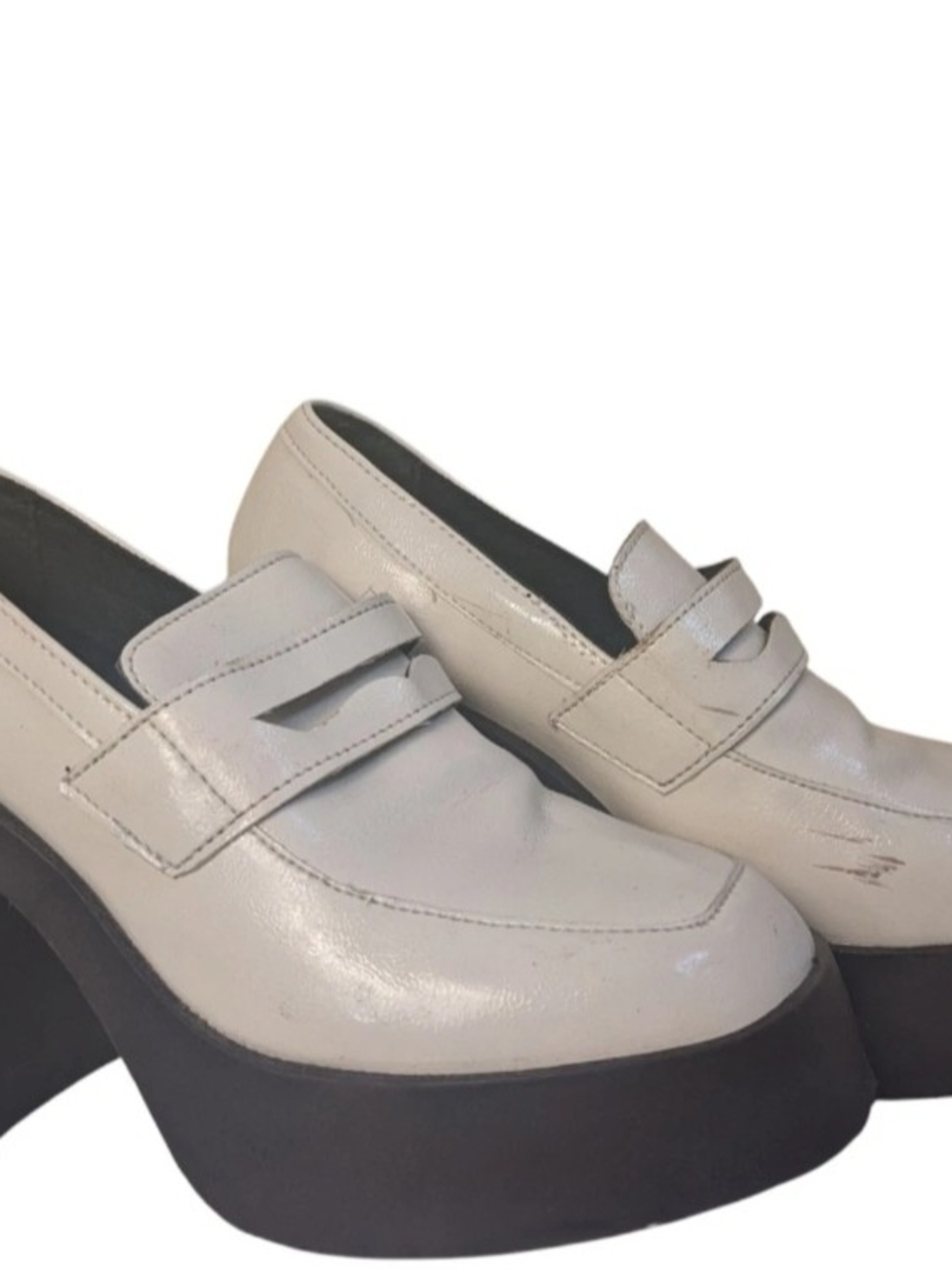 ASOS Design Profile Chunky High Heel Loafer Ivory Sz 6 Platform Shoe Y2K Design